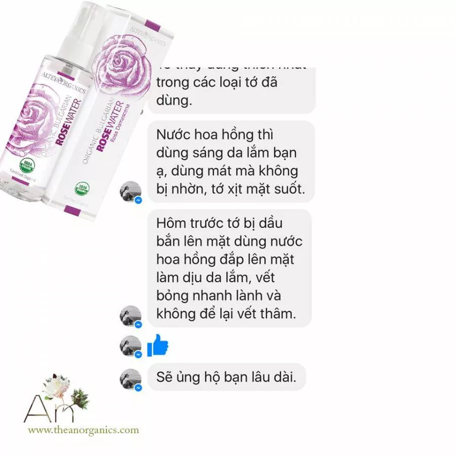 Review nước hoa hồng hữu cơ Alteya Organics trên Facebook