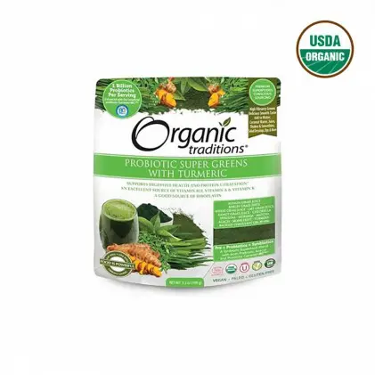 Bột lợi khuẩn hữu cơ Organic Traditions Super Green 100g 1