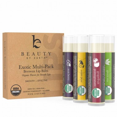 Dưỡng môi hữu cơ hương hoa quả Beauty By Earth Exotic Multi-Pack Beewax Lip Balm 26