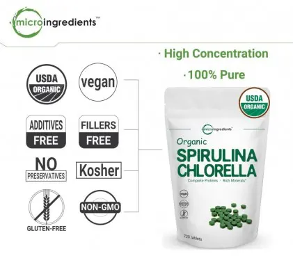 Viên tảo spirulina và chlorella hữu cơ Micro Ingredients 3