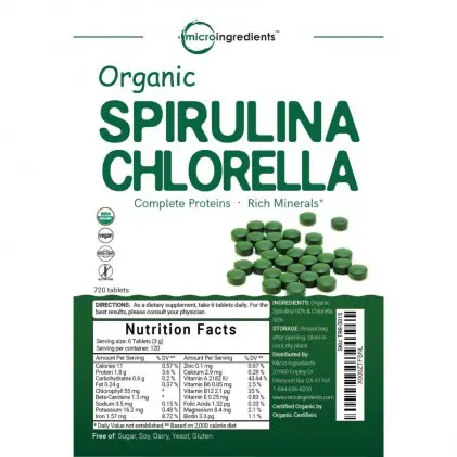 Viên tảo spirulina và chlorella hữu cơ Micro Ingredients 4