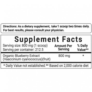 Bột việt quất hữu cơ Micro Ingredients Organic Blueberry 50:1 Concentrate Powder 10