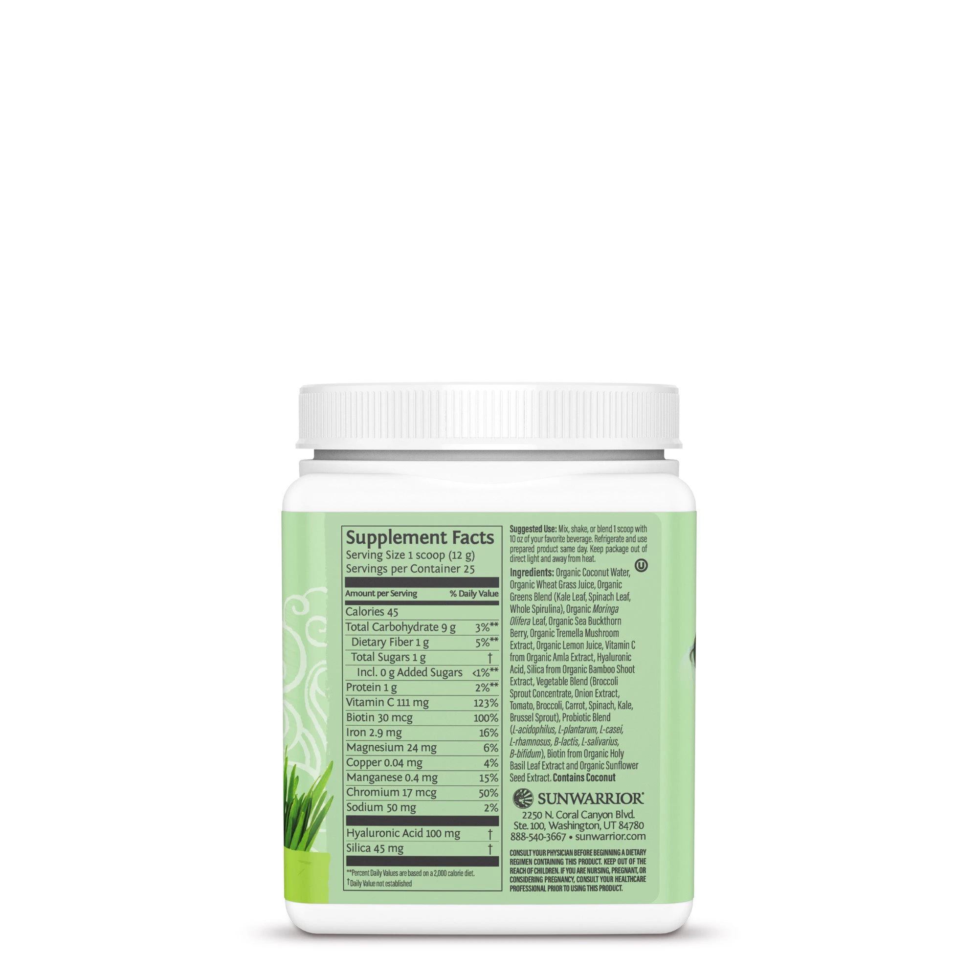 Bột tăng cường collagen với nhiều rau xanh & lợi khuẩn Sunwarrior Beauty Greens Collagen Booster 3