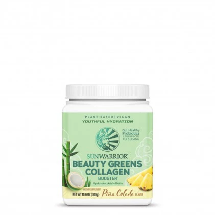 Bột tăng cường collagen với nhiều rau xanh & lợi khuẩn Sunwarrior Beauty Greens Collagen Booster - vị Pina Colada