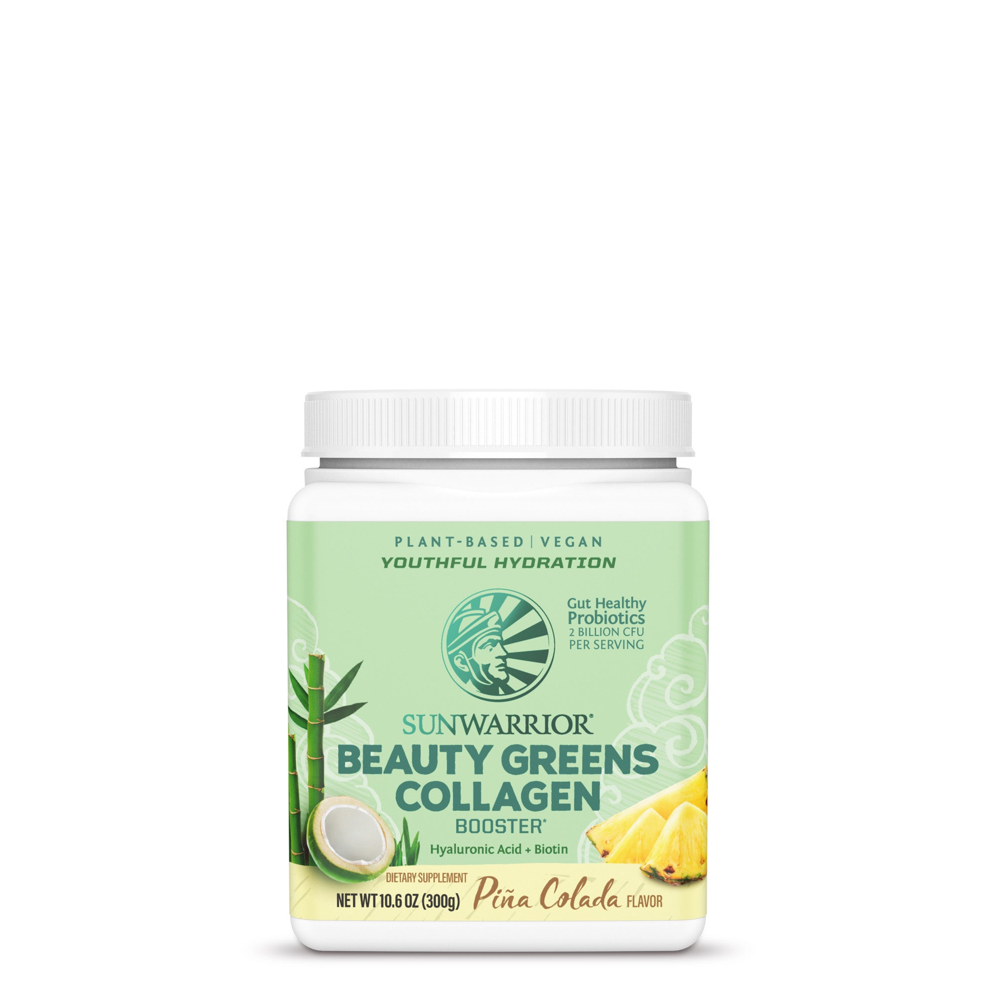 Bột tăng cường collagen với nhiều rau xanh & lợi khuẩn Sunwarrior Beauty Greens Collagen Booster - vị Pina Colada