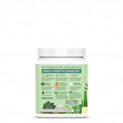 Bột tăng cường collagen với nhiều rau xanh & lợi khuẩn Sunwarrior Beauty Greens Collagen Booster - vị Pina Colada