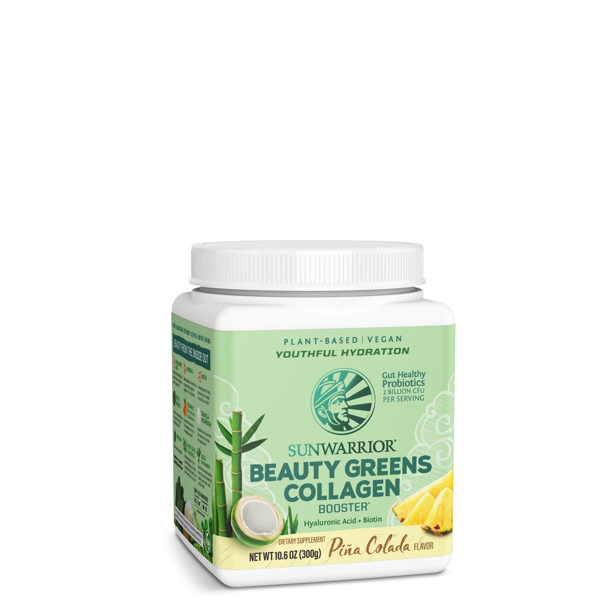 Bột tăng cường collagen với nhiều rau xanh & lợi khuẩn Sunwarrior Beauty Greens Collagen Booster – vị Pina Colada