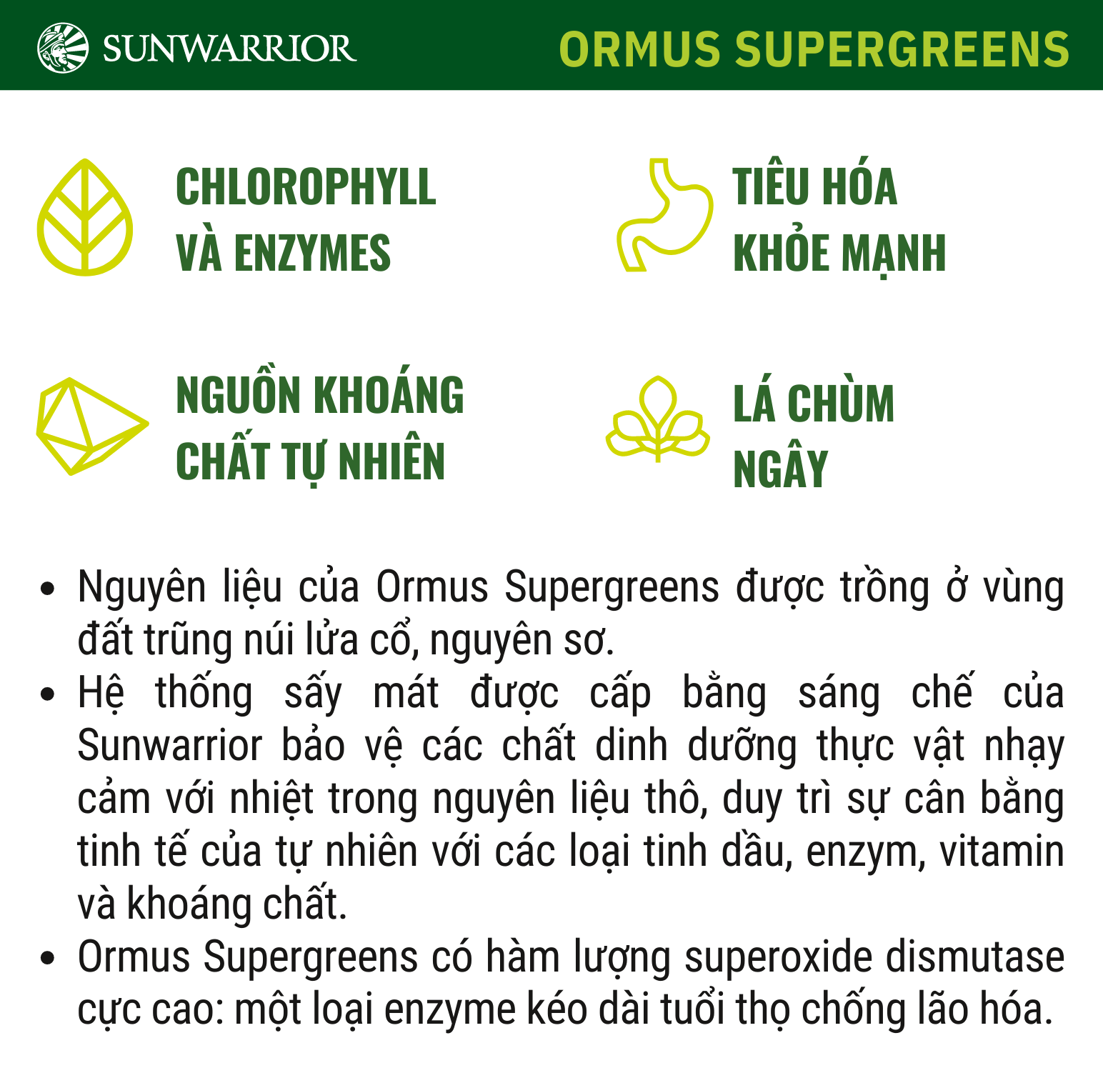 Hỗn hợp thực phẩm xanh hữu cơ Sunwarrior Ormus Super Greens 15