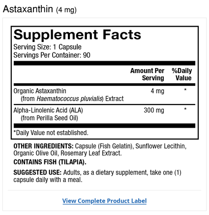 Organic Astaxanthin chứa ALA Dr Mercola 4mg 90 ngày dùng 3