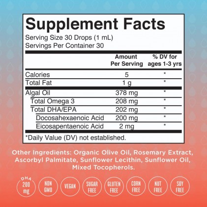 Omega 3 thuần chay từ tảo cho bé sơ sinh & trẻ em 0-3 tuổi Mary Ruth's Infant & Toddler Omega-3 Liquid Drops 2