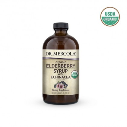 Siro cây cơm cháy & hoa cúc tím hữu cơ Dr Mercola Organic Elderberry Syrup with Echinacea 1