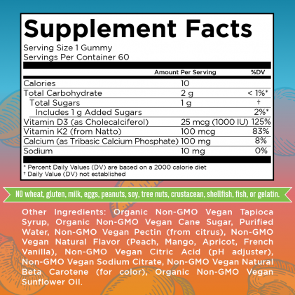 Viên kẹo nhai bổ sung vitamin D3, K2 và canxi Mary Ruth's 3