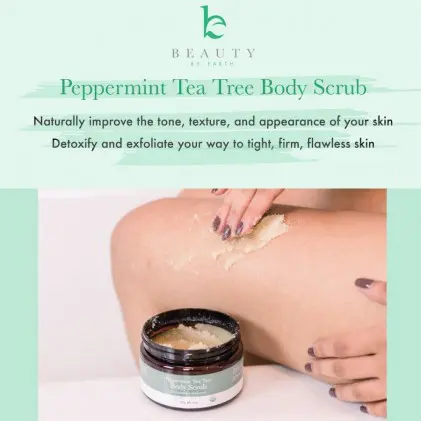 Tẩy da chết cơ thể bạc hà trà xanh hữu cơ Beauty By Earth Pepper Tea Tree Body Scrub - Hình ảnh 2