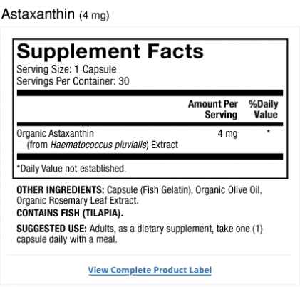 Organic Astaxanthin Dr Mercola 4mg 4