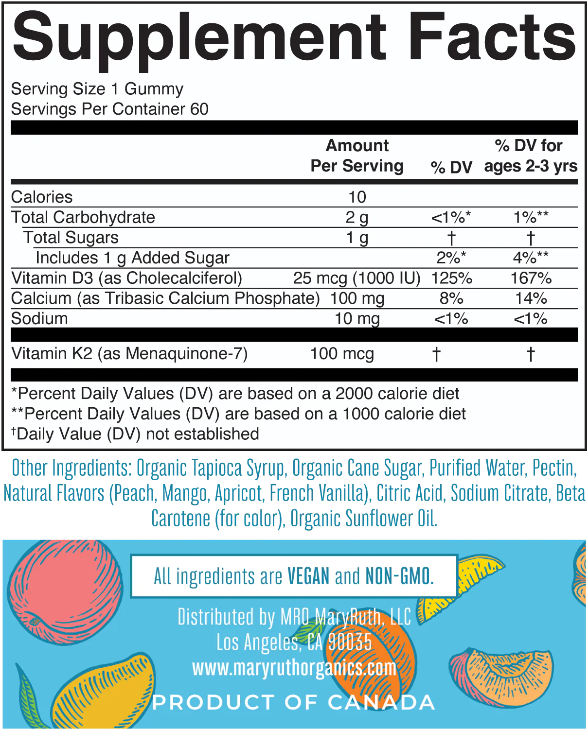Viên kẹo nhai bổ sung vitamin D3, K2 và canxi Mary Ruth's 11