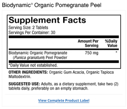Viên uống vỏ quả lựu hữu cơ Dr Mercola Biodynamic® Organic Pomegranate Peel 4