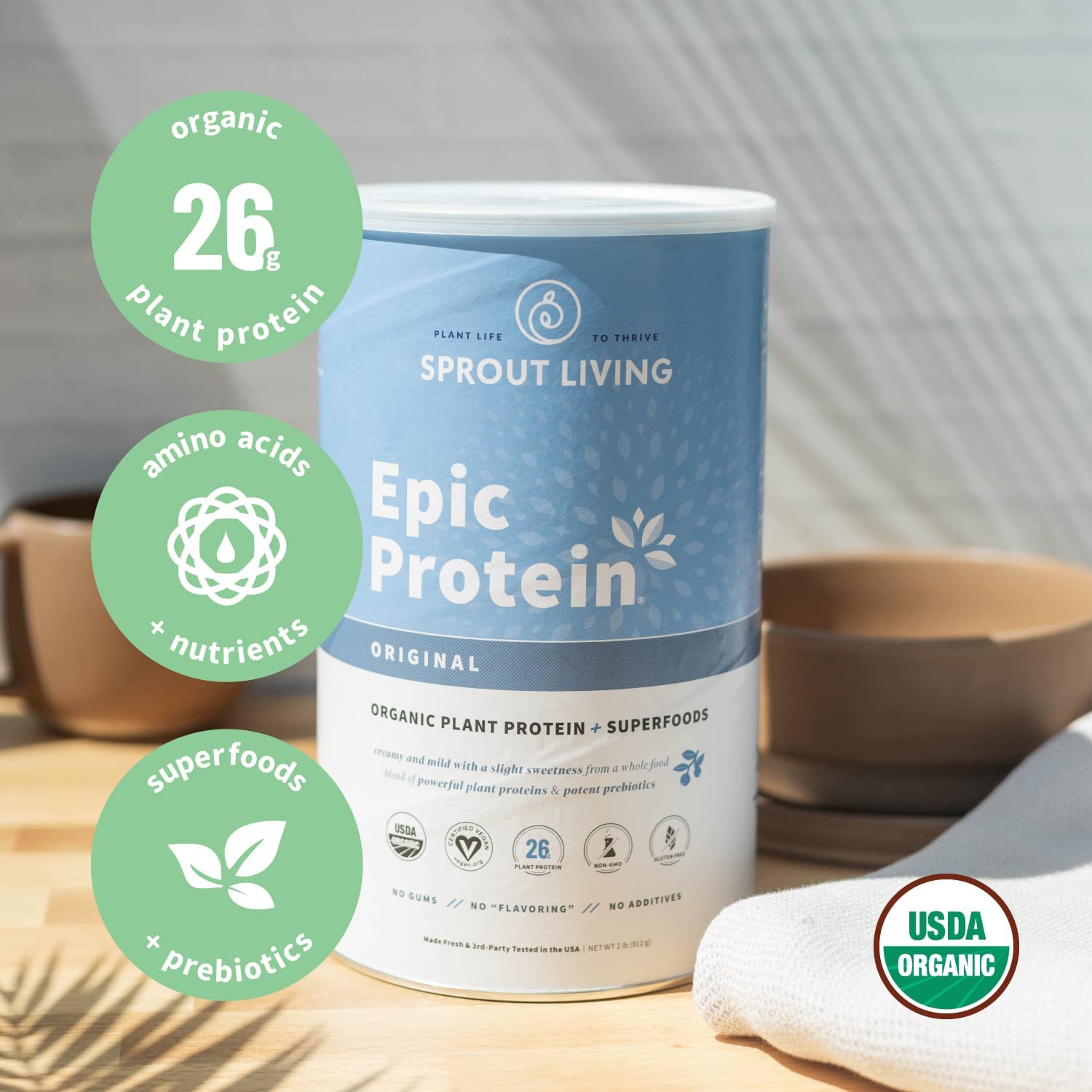 Protein không vị Sprout Living Organic Plant Protein 23