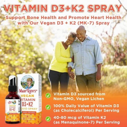 Xịt vitamin D3+K2 hữu cơ Mary Ruth's 30ml 5