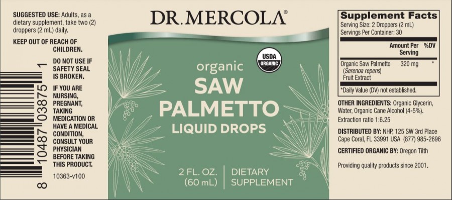 Dung dịch cọ lùn hữu cơ Dr Mercola Organic Saw Palmetto Liquid Drops 9
