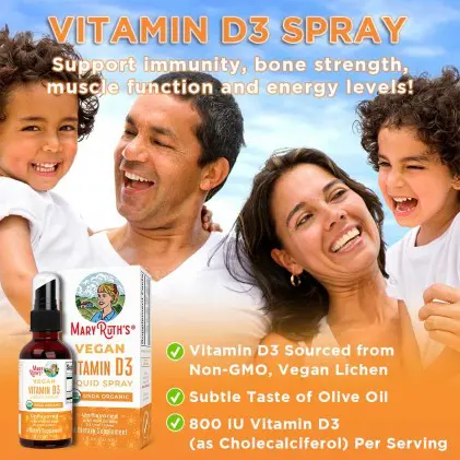 Xịt vitamin D3 hữu cơ Mary Ruth's Vegan Vitamin D3 Liquid Spray 4
