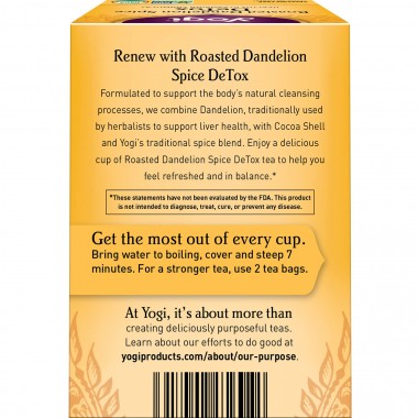 Trà giúp thải độc Yogi Roasted Dandelion Spice DeTox Tea 18