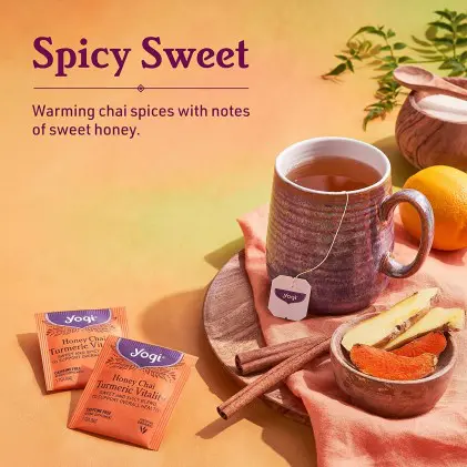 Trà tăng cường sức khỏe tổng quát Yogi Honey Chai Turmeric Vitality Tea 4