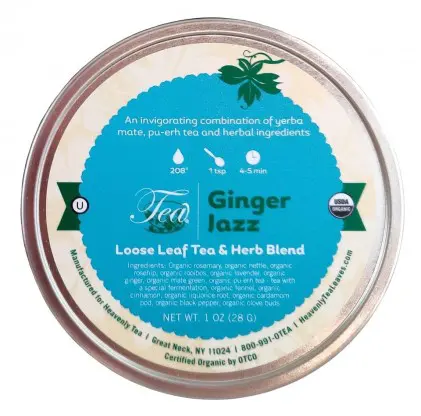 Trà Heavenly Tea Organic Ginger Jazz, Loose Leaf Tea & Herb Tin 1