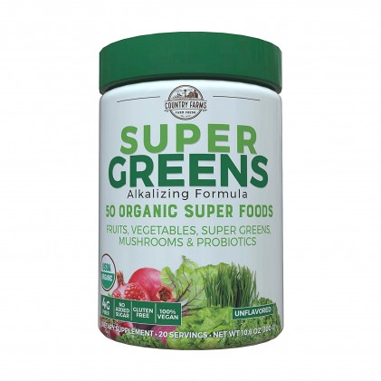 Hỗn hợp 50 siêu thực phẩm hữu cơ Country Farms Super Greens vị unflavored 1