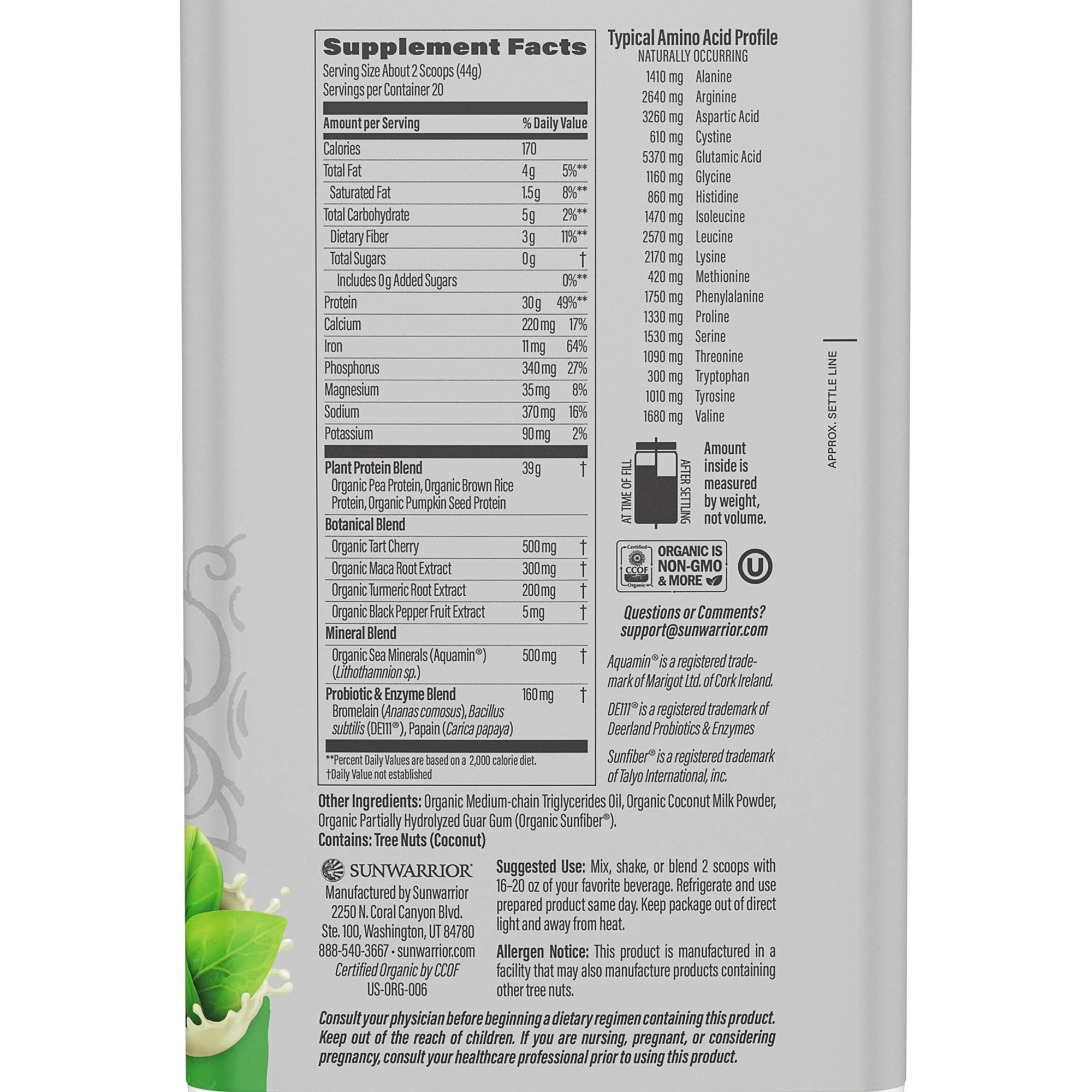 Protein thực vật hữu cơ Sunwarrior Active Protein 5