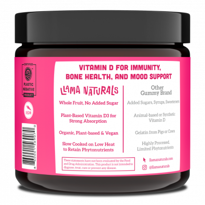 Viên nhai vitamin D3 hữu cơ Llama Naturals Plant-Based Vitamin D3 Whole Fruit Gummies 3