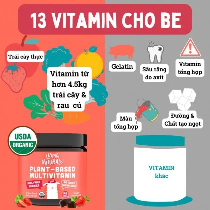 Viên nhai vitamin hữu cơ cho bé Llama Naturals Plant-Based Multivitamin Whole Fruit Gummies - Hình ảnh 4
