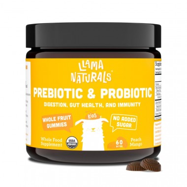 Viên nhai hữu cơ bổ sung lợi khuẩn & prebiotic cho bé Llama Naturals Prebiotic & Probiotic Whole Fruit Gummies