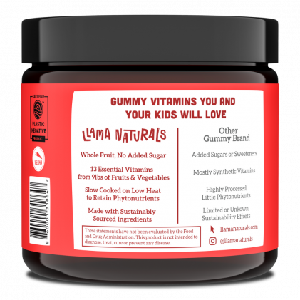 Viên nhai vitamin hữu cơ cho bé Llama Naturals Plant-Based Multivitamin Whole Fruit Gummies 6