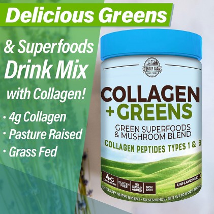 Collagen thủy phân và 23 siêu thực phẩm Country Farms Collagen Greens 5