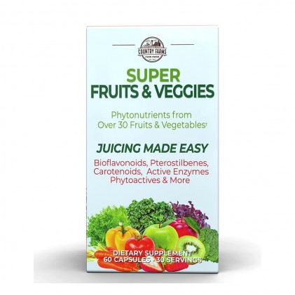 Viên uống hơn 30 loại rau củ Country Farms Super Fruit and Veggies Capsules 1