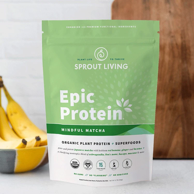 Protein thực vật hữu cơ Sprout Living Epic Protein Mindful Matcha 1