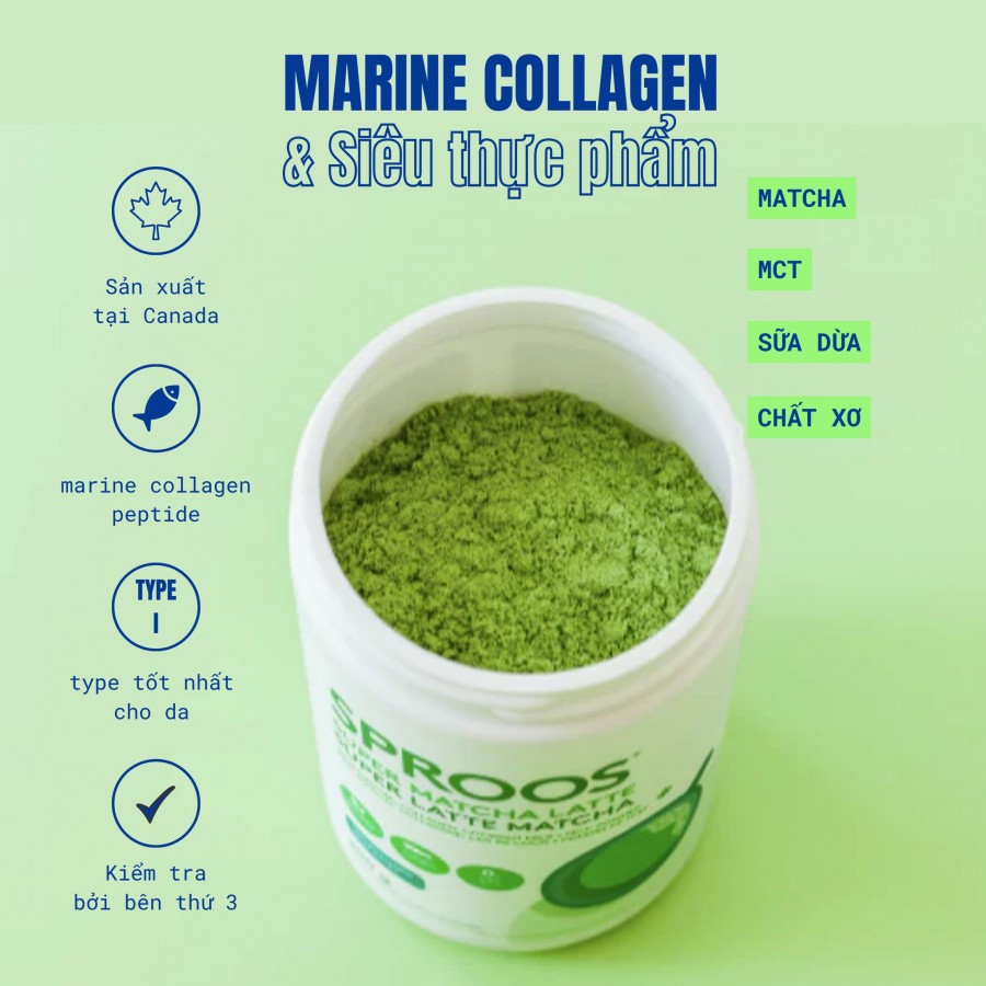 Thức uống healthy từ matcha & collagen thủy phân từ cá Sproos Super Matcha Latte 7