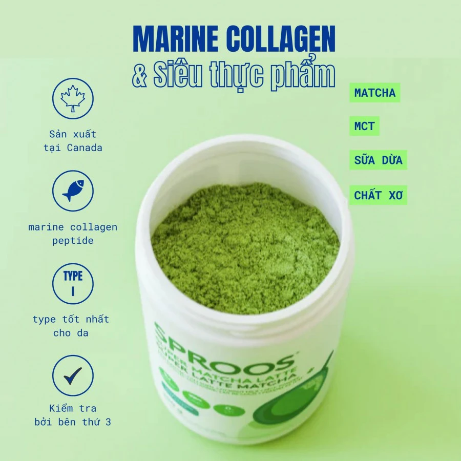Thức uống healthy từ matcha & collagen thủy phân từ cá Sproos Super Matcha Latte 6