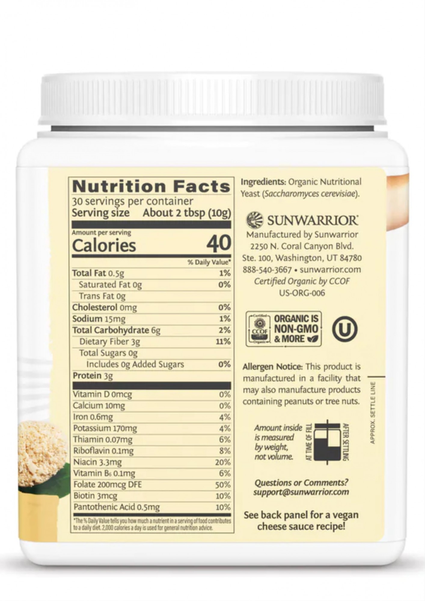 Men dinh dưỡng hữu cơ Sunwarrior Organic Nutritional Yeast Flakes 11