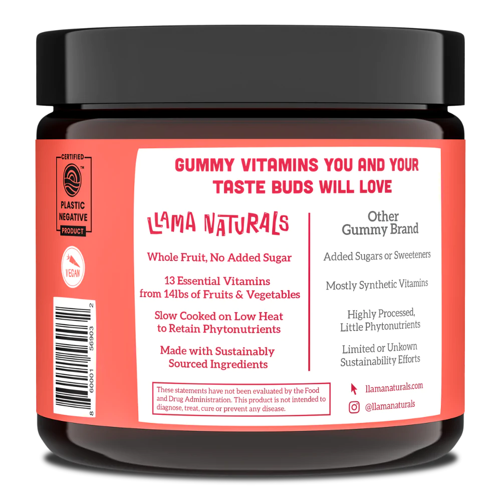 Multivitamin hữu cơ cho người lớn Llama Naturals Whole Fruit Gummy Vitamins for Adults 8