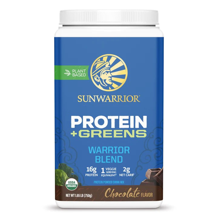 Bột protein thực vật hữu cơ thêm rau xanh Sunwarrior Warrior Blend Plus Greens 21