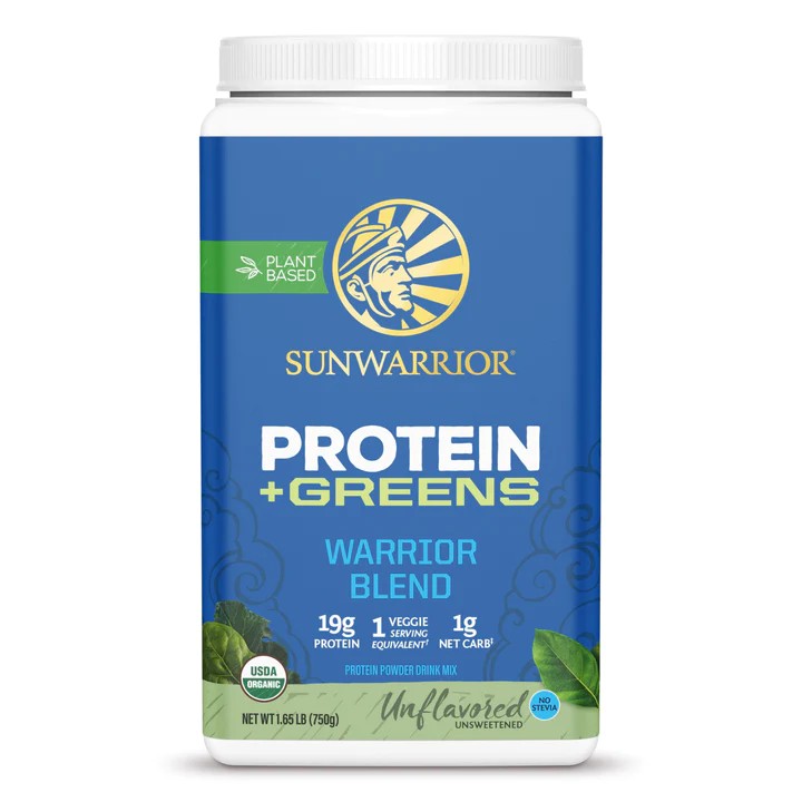 Bột protein thực vật hữu cơ thêm rau xanh Sunwarrior Warrior Blend Plus Greens 12