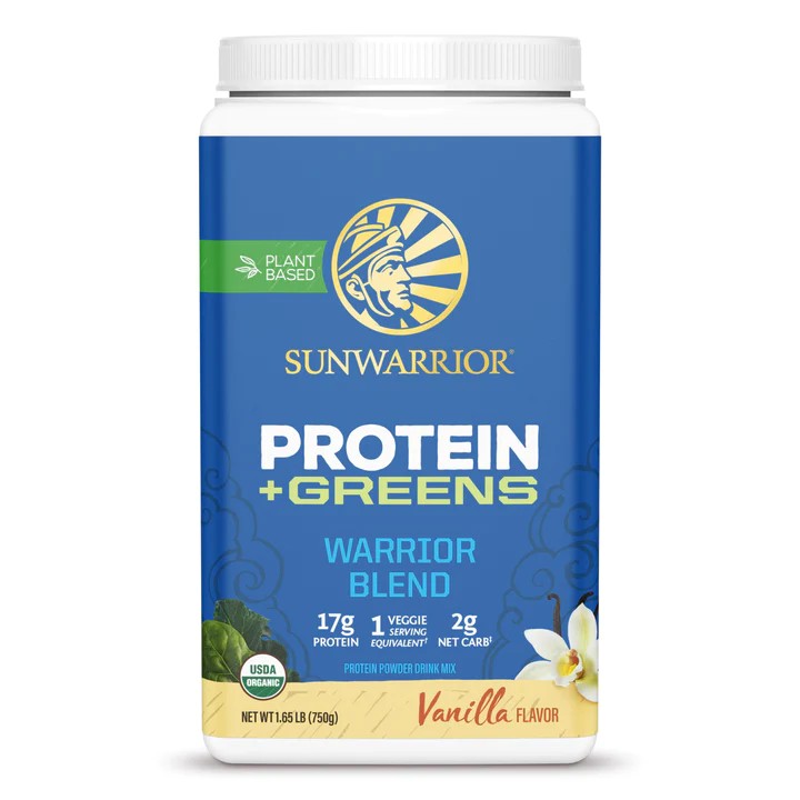 Bột protein thực vật hữu cơ thêm rau xanh Sunwarrior Warrior Blend Plus Greens 18