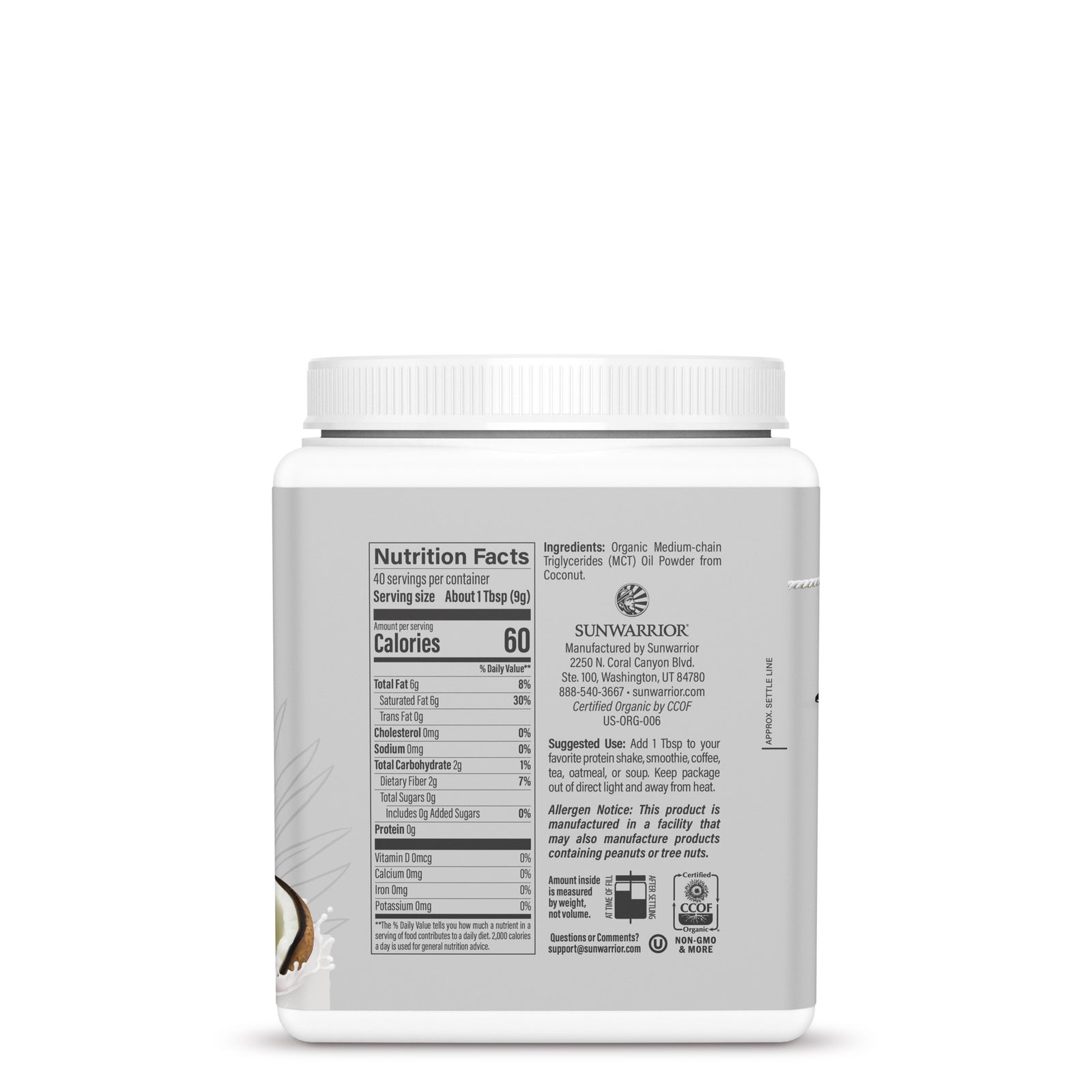 Bột MCT hữu cơ Sunwarrior Organic Active MCT Oil Powder 360g 3