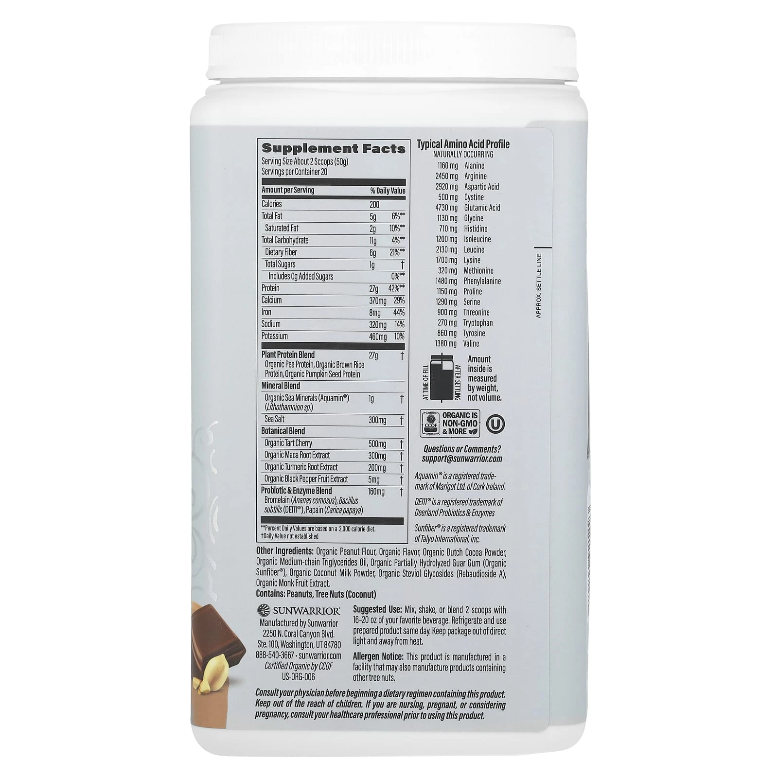Protein thực vật hữu cơ Sunwarrior Active Protein 10