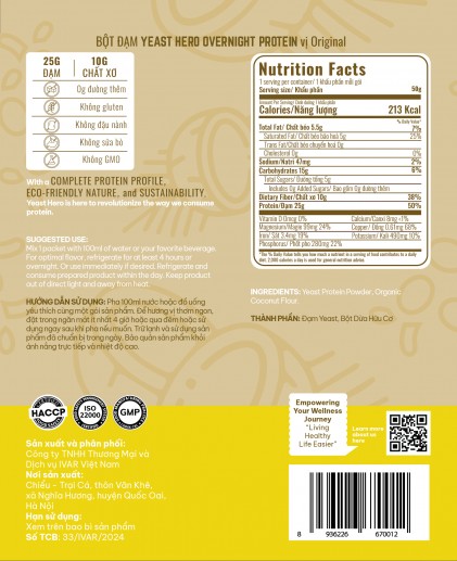 Bột Đạm Yeast Hero Overnight Protein Original - Ảnh 5