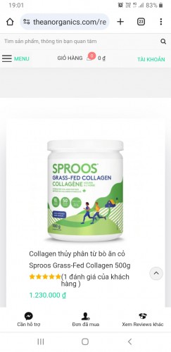 Collagen thủy phân từ bò ăn cỏ Sproos Grass-Fed Collagen 500g photo review